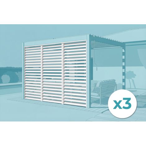 Lot de 3 brise-vue pergola VENTO 92 cm lames persienne aluminium blanc - pour pergola bioclimatique PIANA