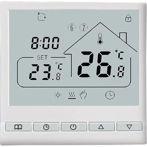 Thermostat intelligent programmable 5+2, thermostat d'ambiance numérique LCD pour chauffe-eau 3A, affichage LCD, régulateur de température intelligent (1/5)