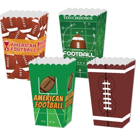 Set mit 12 Dekoartikeln für die Football-Party, Einweg-Popcorn-Eimern aus Papier, Chipsschalen, Geburtstagsdeko für Jungen mit Fußball-Flair