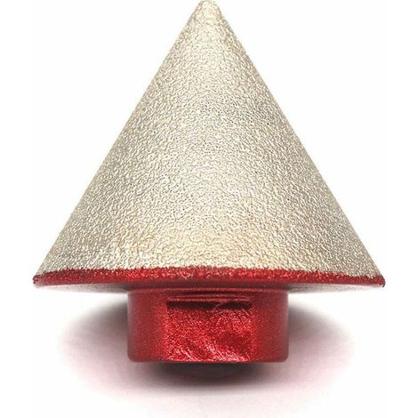 Fraise diamantée brasée pour aléser pierre. céramique. carrelage et verre – Pointe conique 48 mm – Filetage M14 – Pour finition précise (1/5)
