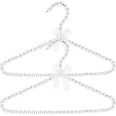 Lot de 2 cintres à perles pour vêtements, petits cintres pour présentoirs de vêtements en magasin-30X19X1CM-White (1/4)