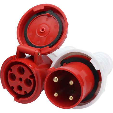 Connecteur industriel étanche IP67 prise 63A 380V-415V 3 phases 4 broches + terre, fiche avion 3P+E pour usage professionnel. (1/5)