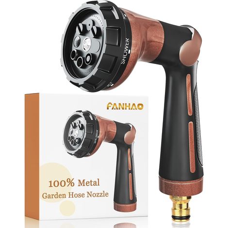 Pistolet arrosage 8 modèles réglables, 100% métal lourd pistolet pulvérisateur multifonctionnel avec débit d'eau contrôlable, lavage de voiture, nettoyage de cour, arrosage du jardin (1/5)