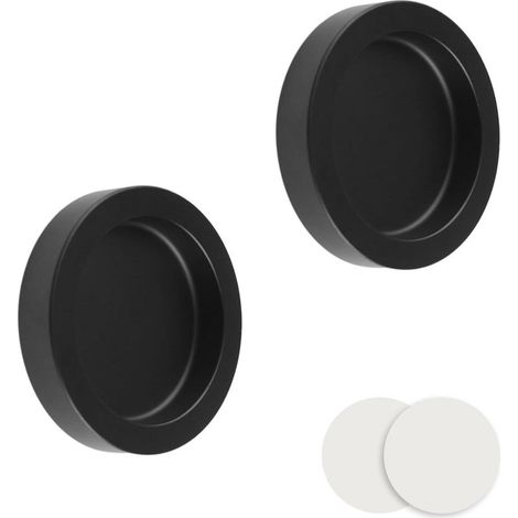 CCYKXAPoignée coulissante autocollante ronde, 2 pièces, poignées de porte d’armoire à doigts, alliage d’aluminium, poignées de porte invisibles (noir) (1/5)