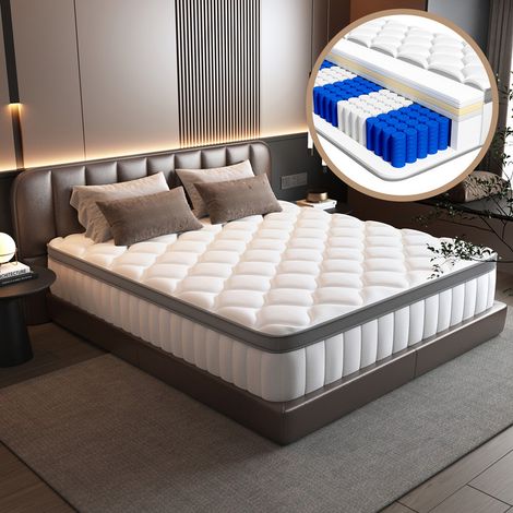 Matelas 160x200 cm Ressorts Ensachés – Épaisseur 25 cm – 7 zones de Confort, Housse respirante, Soutien Ferme H3, Hypoallergénique, avec Drap-Housse Inclus, Authmic