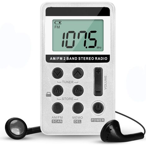 Mini ra stéréo portable, ra de poche rechargeable, ra stéréo AM/FM double bande avec  pour seniors (argent) (1/5)