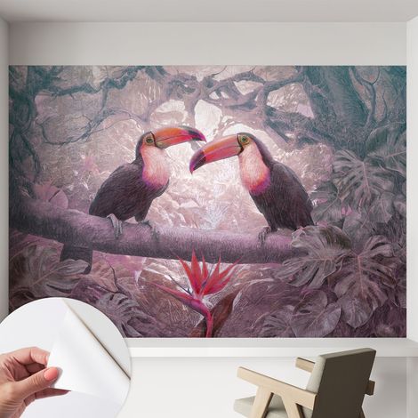 Fotomurale adesivo - murale da parete - Carta da parati autoadesiva - design parete moderno - Coppia esotica 152x104 cm (1/5)