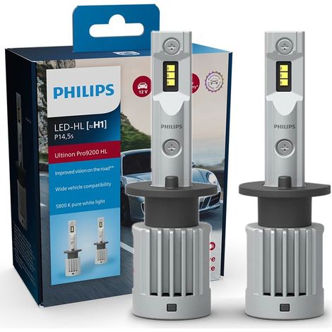 2X AMPOULES H1 LED ULTINON PRO9200 PHILIPS 5800K +400% 11258U92X2 - 12/24V 13W - LED PUISSANTES - LA PAIRE (1/5)