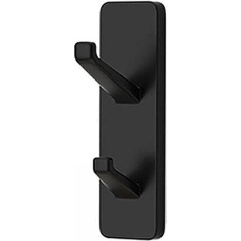 Set of 4 Black Towel Hooks - No Drilling Required - Extra Sturdy - for Bathroom and Kitchen - Self-Adhesive Wall Hooks for Towels and Bathrooms (1/4)