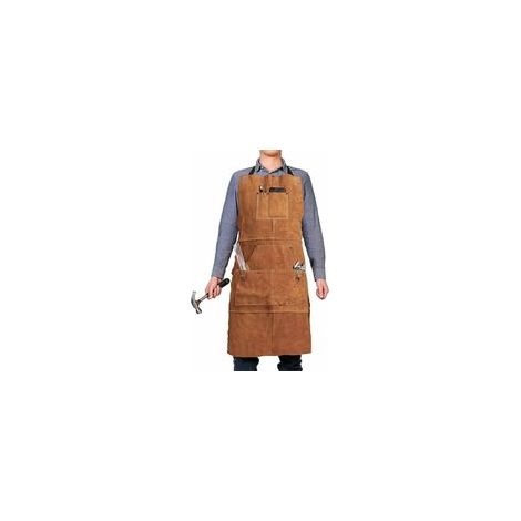 Tablier en cuir de menuisier, 6 poches, anti-chaleur, ignifuge, réglable M à XXL – (1/5)
