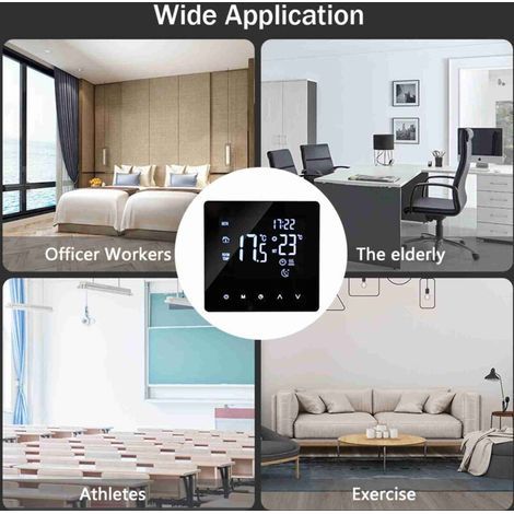 Thermostat intelligent programmable hebdomadaire avec écran tactile LCD rétroéclairé pour chauffage eau (1/5)