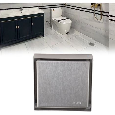 Siphon de sol dissimulé et anti-odeurs pour douche/zone de douche de salle de bain, finition brossée 1,3 mm, compatible avec les carreaux. (1/5)