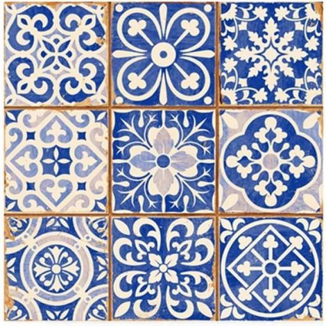 20pcs Bleu 15X15cm Stickers de Carrelage en PVC Auto-adhésif Imperméable Autocollant Mural Décoratif Stickers Muraux Carreaux de (1/3)