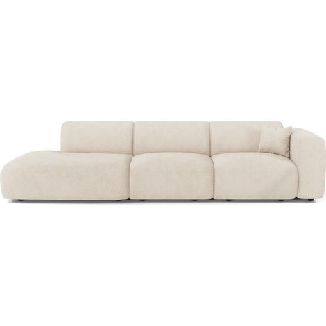 Canapé droit 310cm 5 places en velours côtelé crème MYRA (1/5)