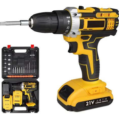 Perceuse‑visseuse à percussion sans fil 2 vitesses, tournevis multifonction bricolage, kit lithium rechargeable (1/5)