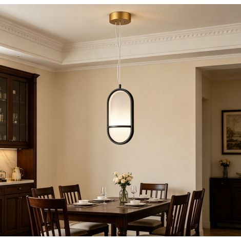Plafonnier LED ovale aluminium noir et or 13