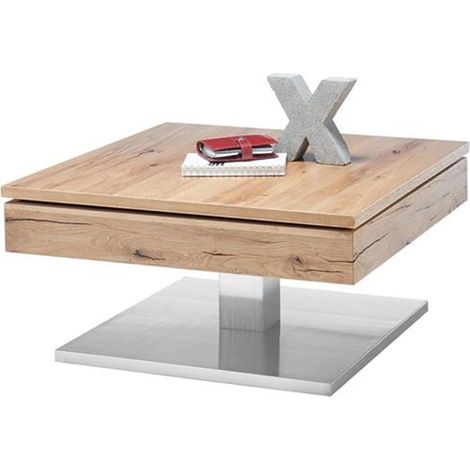 Table basse design en chêne noueux - 75 x 38 x 75 cm -PEGANE-