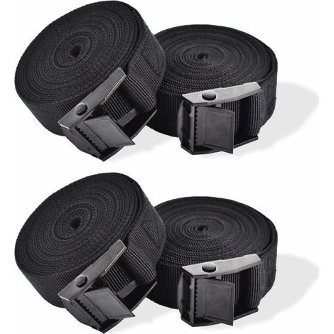 Sangle d'Arrimage, 4 Pièces Sangle de Serrage à Cliquet Sangles de Verrouillage Sangle avec Boucle de Serrage Sangle de Fixation pour Moto Voiture, Porte Vélo Bagages 2,5 cm x 1 m (1/5)
