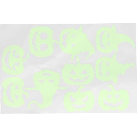 Sticker mural fluorescent d'Halloween, autocollant décoratif à motif citrouille sorcière (1/5)
