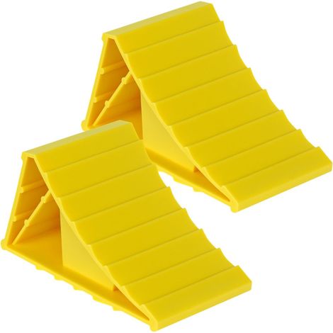 2 Pièces Cale De Roue Plastique 155x100x100 mm, Cales De Remorque, Adaptées Aux Remorques De Caravane, Jaune (1/5)