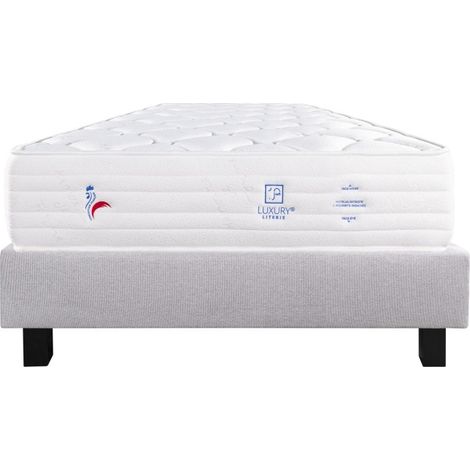Ensemble Matelas Patriote Mousse, 27 cm, mousses haute densité , ferme, face été/hiver + sommier gris ep20cm, 90x190cm (1/5)