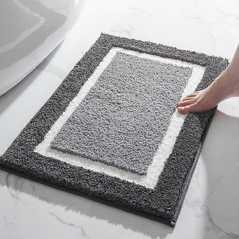 Tapis de bain antidérapant, 40 x 60 cm, gris, tapis de bain en microfibre douce, lavable en machine, absorbant. (1/5)