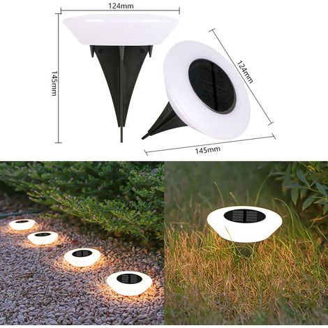 (1 pièce - Lumière chaude et vive) Lampe solaire d'extérieur, lampe de jardin, éclairage LED 360° au sol, étanche IP65, compatible avec cour, jardin, allée, terrasse, pelouse (1/5)