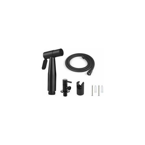 Ensemble douchette WC, flexible 1,5 m et support, adaptateur G1/2 noir (1/3)