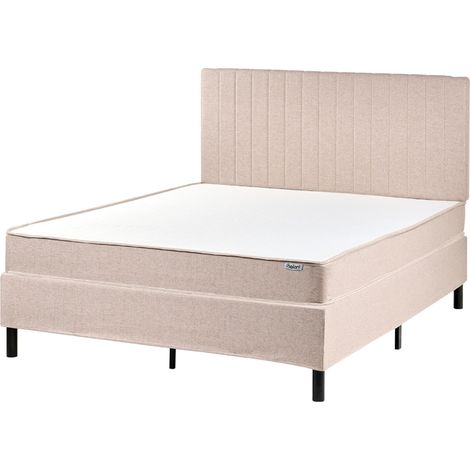 Letto matrimoniale con testiera Materasso a molle insacchettate 140 x 200 cm Beige Countess