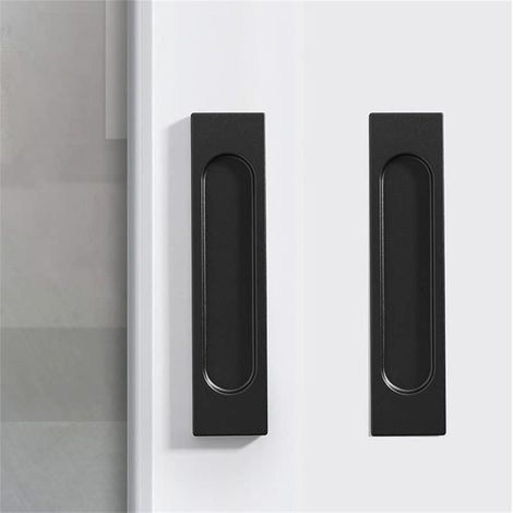 2 Pièces Poignées de Porte Coulissantes Auto-adhésives Poignées Meuble Carrée en Alliage d\'Aluminium sans Perforation Noir (1/5)
