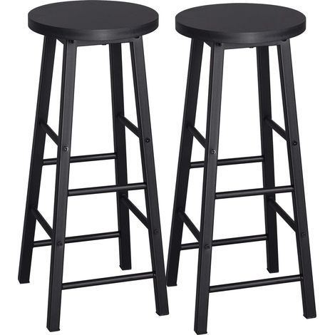 WOLTU 2 x Tabourets de Bar en MDF + Acier, Tabouret de Bistrot 30 x 30 x 71 cm, Noir (1/5)