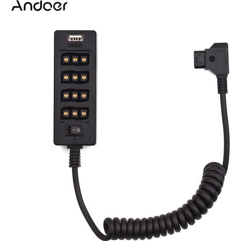 Andoer D-Tap Typ B Buchse auf 8 Stecker D-Tap Port Splitter Stromkabel mit USB-WY-4D-TAP-