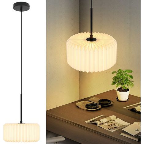 GBLY Suspension Lampe pendante Vintage 1 feu Blanc Abat jour Papier G9 Salon Chambre Salle à manger sans ampoule