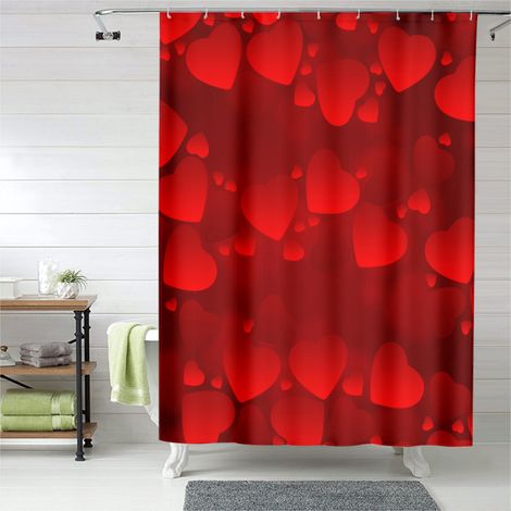Rideau de douche décor amour romantique doux, rideau salle de bain, 90x180 cm (1/5)