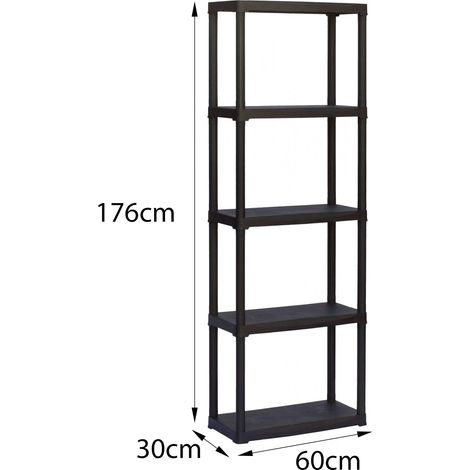 Dmora Scaffale a 3 ripiani in polipropilene, Scaffalatura multiuso per interno o esterno, 100% Made in Italy, cm 60x30h176, colore Antracite, con imballo rinforzato (1/3)