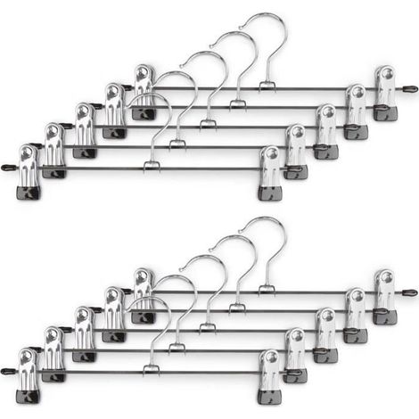 50 Metall-Klammerkleiderbügel, Edelstahl, silberfarben, 30 x 9 cm, für Kleidung, Hosen und Handtücher (1/5)