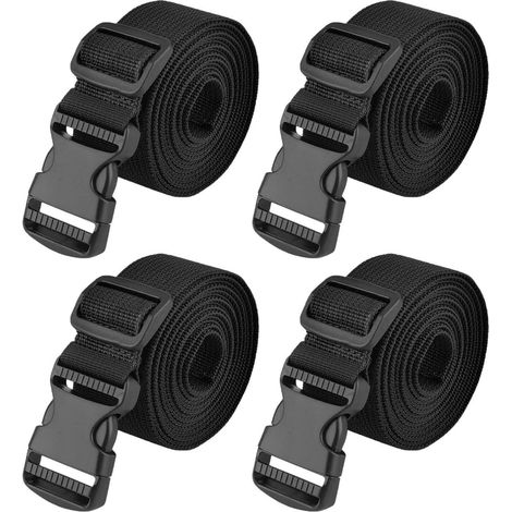 Gepäckspanngurte 38mm Schwarz 2m, 4 Stück, bis 100kg belastbar (1/5)