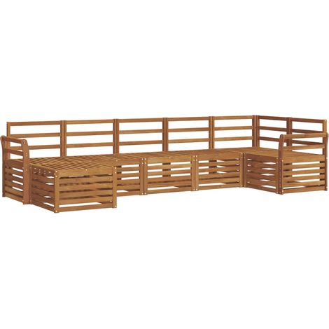 Set divano sezionale 7 pcs Naturale Legno di Acacia Massello vidaXL