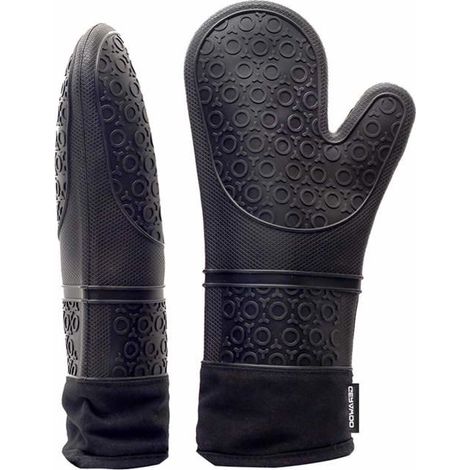 Professionnels Gants de Four,Maniques Gants de Cuisine Silicone,1 Paire Gant Anti Chaleur,Gants étendus pour Pizza et Cuisine(Noir) (1/5)