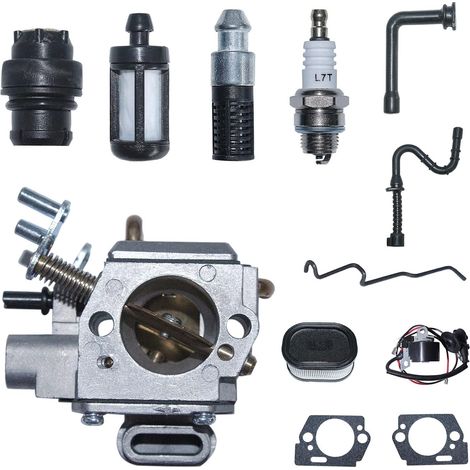 Bobina de encendido de carburador para Stihl 044 046 MS440 MS460 para motosierras Walbro HD-16C, carburador, línea de combustible, línea de aceite, filtro de combustible, filtro de aceite, bujía, junt (1/5)