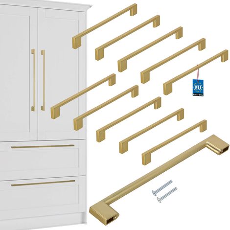 Tirador para muebles de cocina KOTARBAU® Clásico Moderno Oblongo Largo Oro Mate 221 MM Espacio entre 192 MM Juego de 10