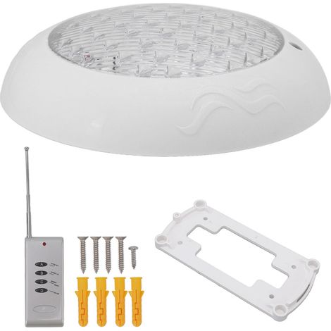 Ortviai Projecteur LED pour piscine 35 W, étanche IP68, 12 V, télécommande incluse, modèle YC230-3A, blanc