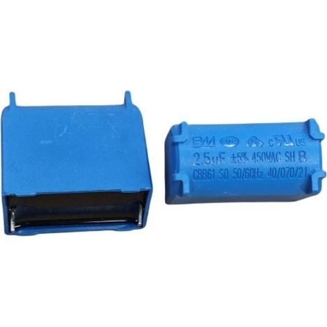 [Lot de 5] Condensateurs à film bleu BM 2,5 μF 450 V, qualité industrielle, haute fréquence, faible ESR, montage traversant, 2,5 μF, adaptés aux alimentations à découpage/onduleurs/variateurs de vites