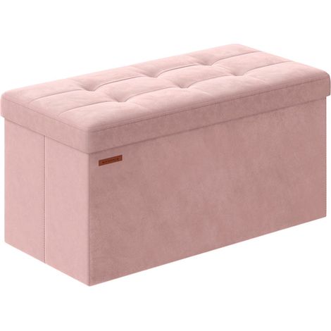 Banco otomano de terciopelo con almacenamiento tapa 2 cajones separadores extraíbles capacidad de carga de 300 kg para recibidor salón o dormitorio color rosa 120004164 (1/4)
