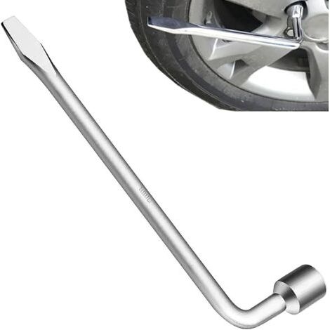 Clé Roue de Secours de Type L, Clé pour Démonter Roue en Acier avec Tête Plate,Clé Démonte Roue Multifonctionnel à Economiser des Efforts,Outil de Douille pour Réparation de Voiture (17mm) (1/5)