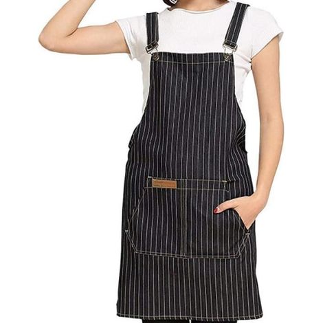 Réglable Tablier Madame Fille de Cuisine Jardin Barbecue Tabliers Cuisiniers Serveurs Serveuses avec Poches 66 x 58CM - Noir (1/3)