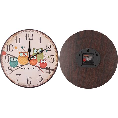 Horloge murale décorative 12" style rétro coloré, silencieuse, à quartz (2) (1/5)