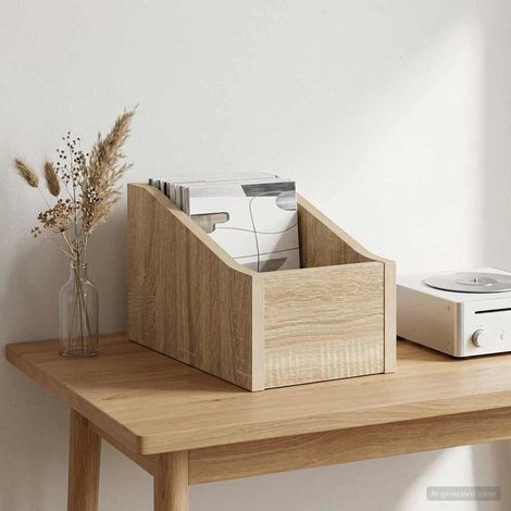vidaXL LP Record Box Sonoma Oak 18 x 32 x 18 cm Engineered Wood (1/5)