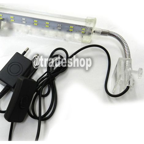 TrAdE Shop Traesio - Lampada Clip 22 Led Bordo Illuminazione Per Acquario Esterna Luce Bianca Blu 10w -
