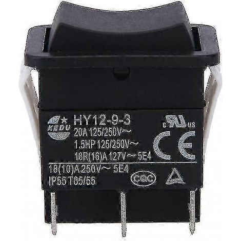 Interrupteur à bascule de sécurité à bouton-poussoir marche/arrêt, compatible HY12-9-3, installation facile et rapide, usage industriel. (1/2)